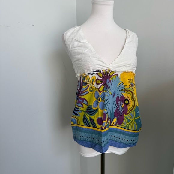 Y2K Urban Behaviour Floral Scarf Top – Boho Cottagecore Festival Blouse XS - Picture 3 of 6